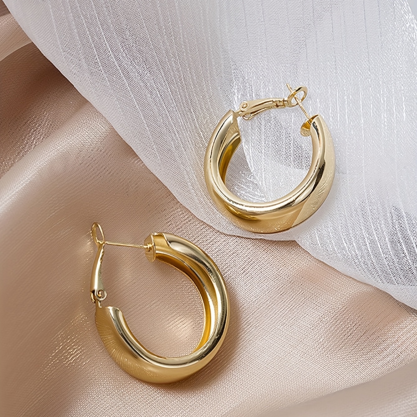 Geometric Smooth Surface Hoop Earrings